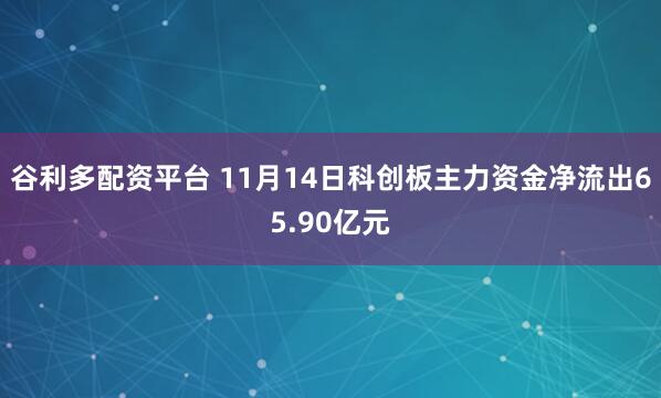 谷利多配资平台 11月14日科创板主力资金净流出65.90亿元